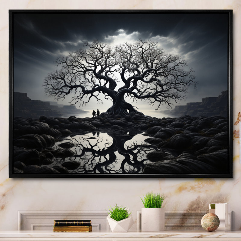 The Contrast Tree Monochrome II - Tree Monochrome Canvas Art, 34" H x 44" W x 1.5" D, Black