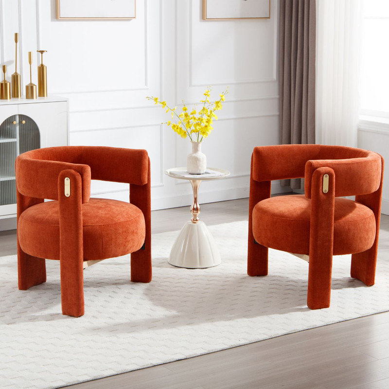 Accent Stool, Orange, Chenille