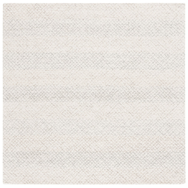 Diane Hand Tufted Wool Cotton Geometric Rug in Ivory/Beige, Square 6'