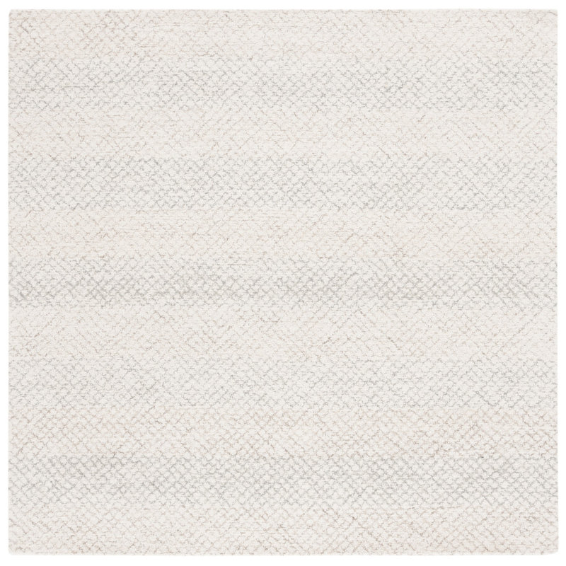 Tapis en laine touffeté à la main en coton ivoire / beige Diane, Carré 6 pi