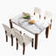 Ensemble de table de salle à manger 5 pièces pour 4 personnes, table de style faux marbre de 46 po et 4 chaises rembourrées avec pieds en bois d'hévéa massif, siège rembourré, dossier incurvé, ensemble de coin-repas compact pour la salle à manger, blanc-803512118