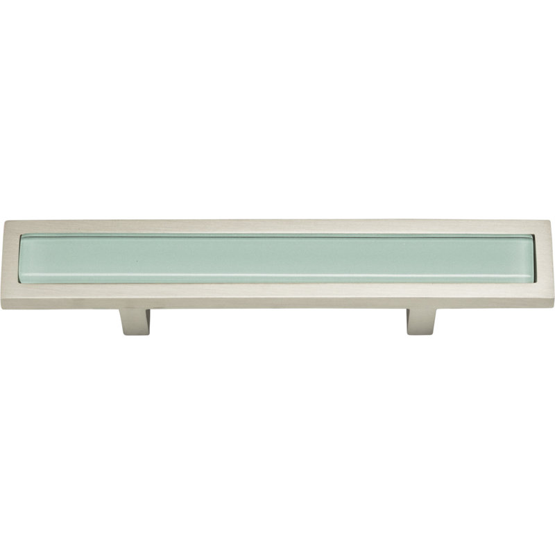 Spa 3" Center to Center Bar Pull, Brushed Nickel/Green