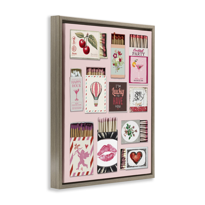 Cadre flottant Vintage Romantic Matchbox Collection, design par CAD Designs, Montalcino orme flottant encadré