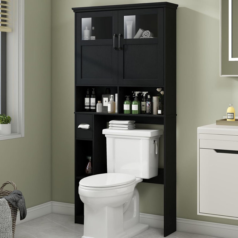 Armoire de rangement au-dessus de la toilette, Noir
