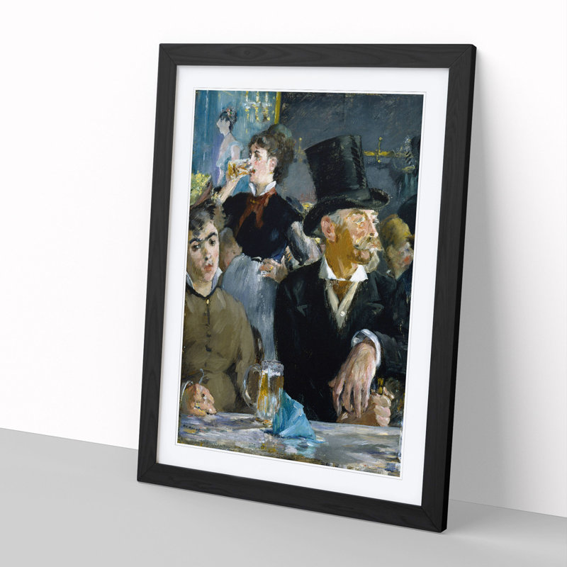 At the Cafe by Edouard Manet - Picture Frame Painting, Black, 48cm H x 36cm W x 2cm D