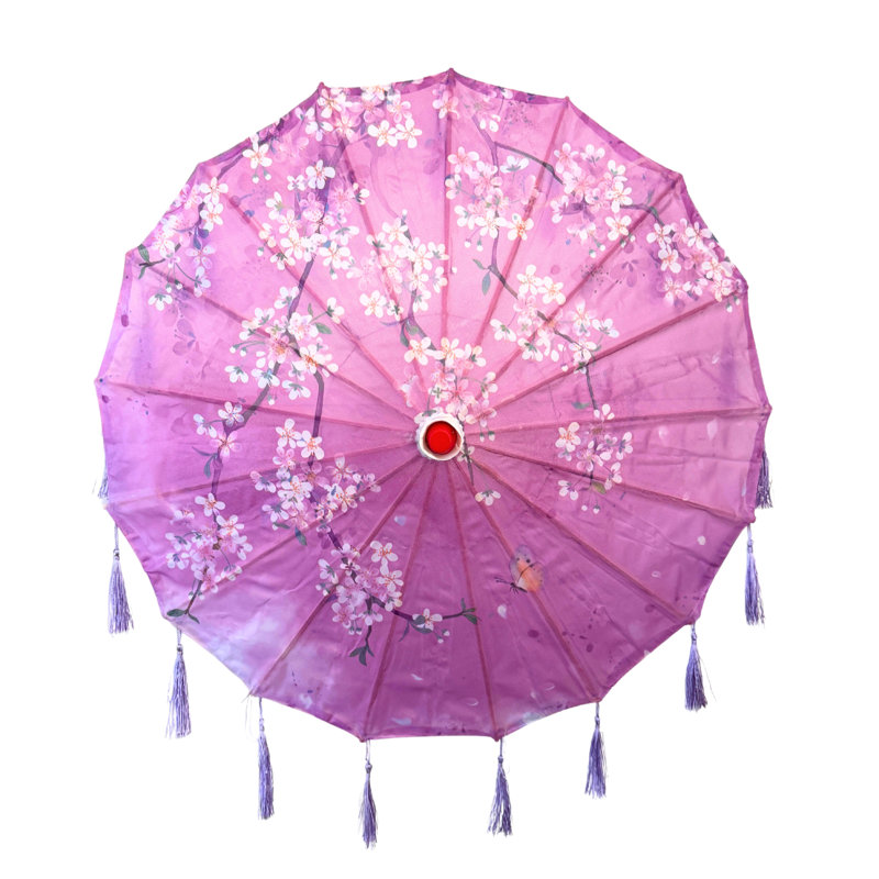 Parasol en soie 33 po Classic Asian, Mauve