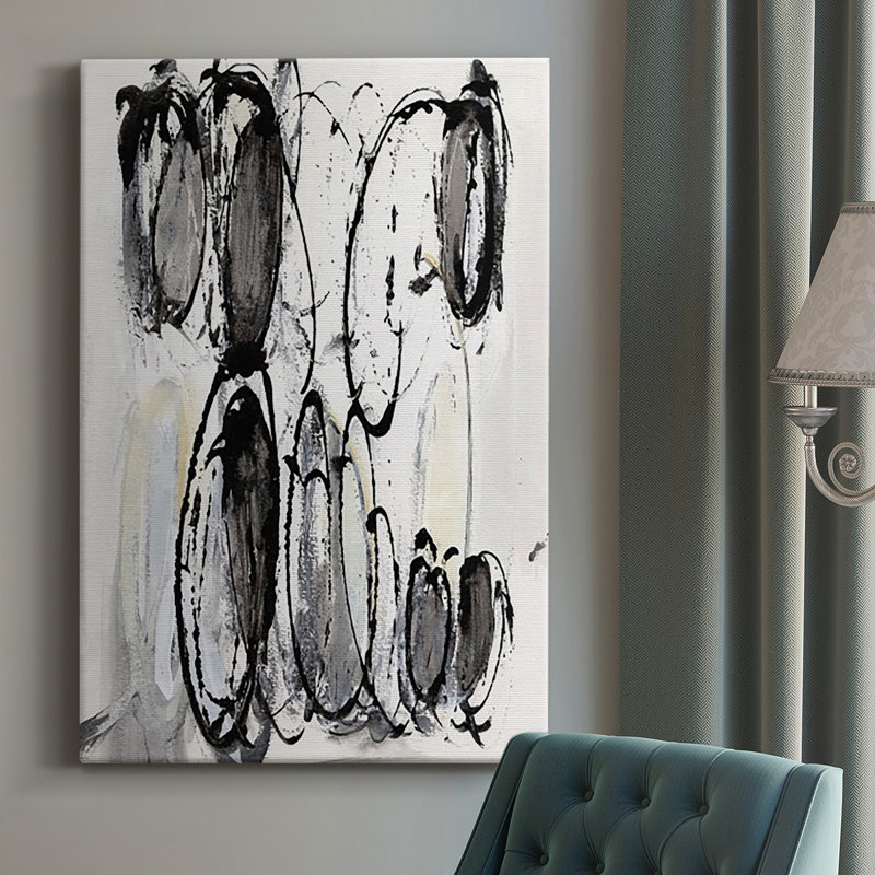 Toile tendue avec châssis Gray Scribbles II - prêt à accrocher, H 36 po x l 24 po x P 1 po