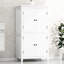 Armoire de salle de bain autoportante - 4 portes, tablettes réglables, 4 tablettes élégantes au fini blanc lisse-289977042