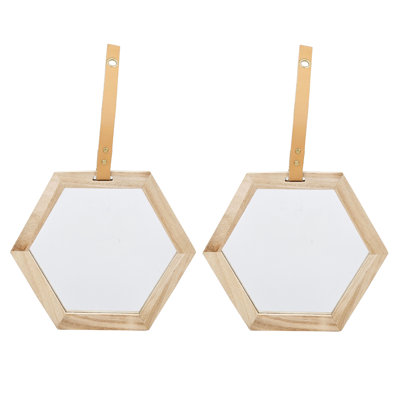 Hexagon Mirror, 2 Pieces Wall Accent, 11x10"
