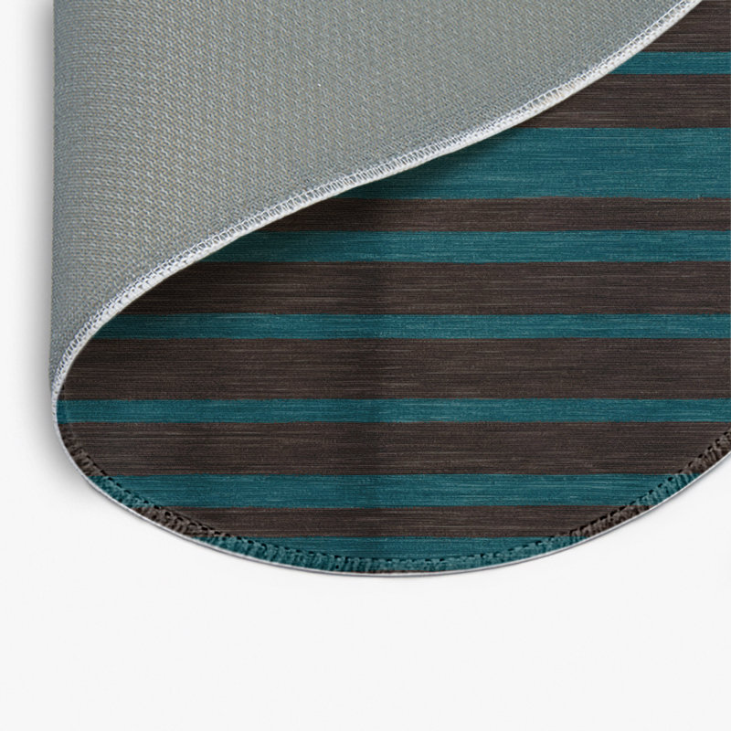 Tapis intérieur / extérieur bleu HorizontalStripes, Rond 5 pi