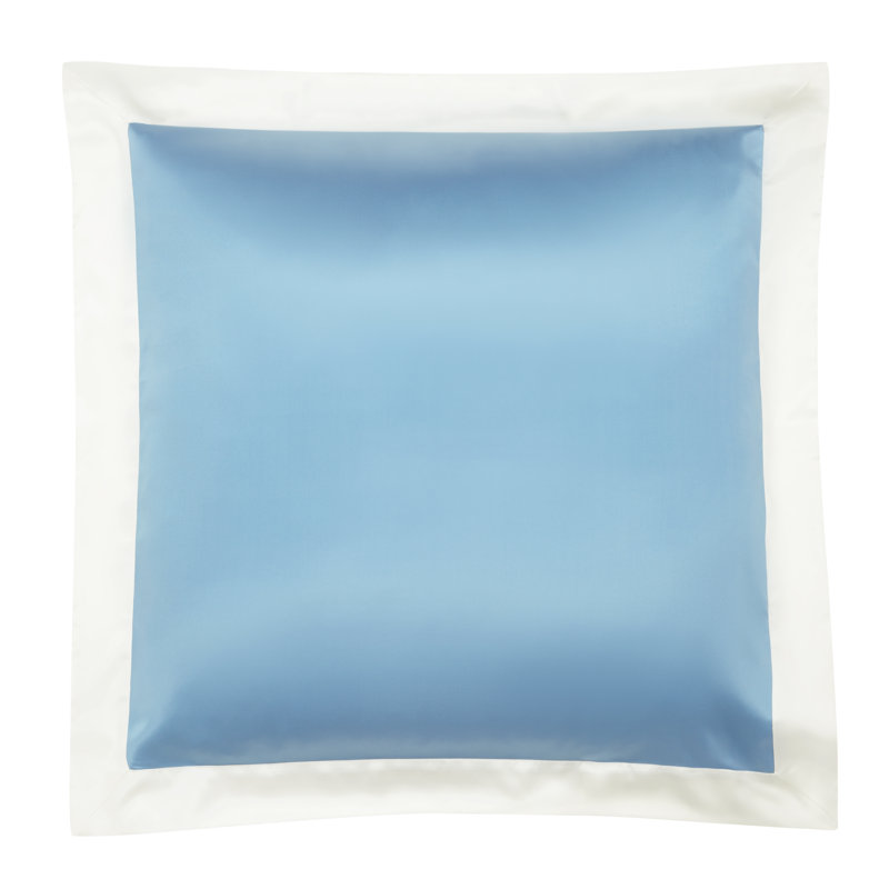 Silk Pillowcase Euro 26"x26" Summerhill Blue & Ivory Border, Euro