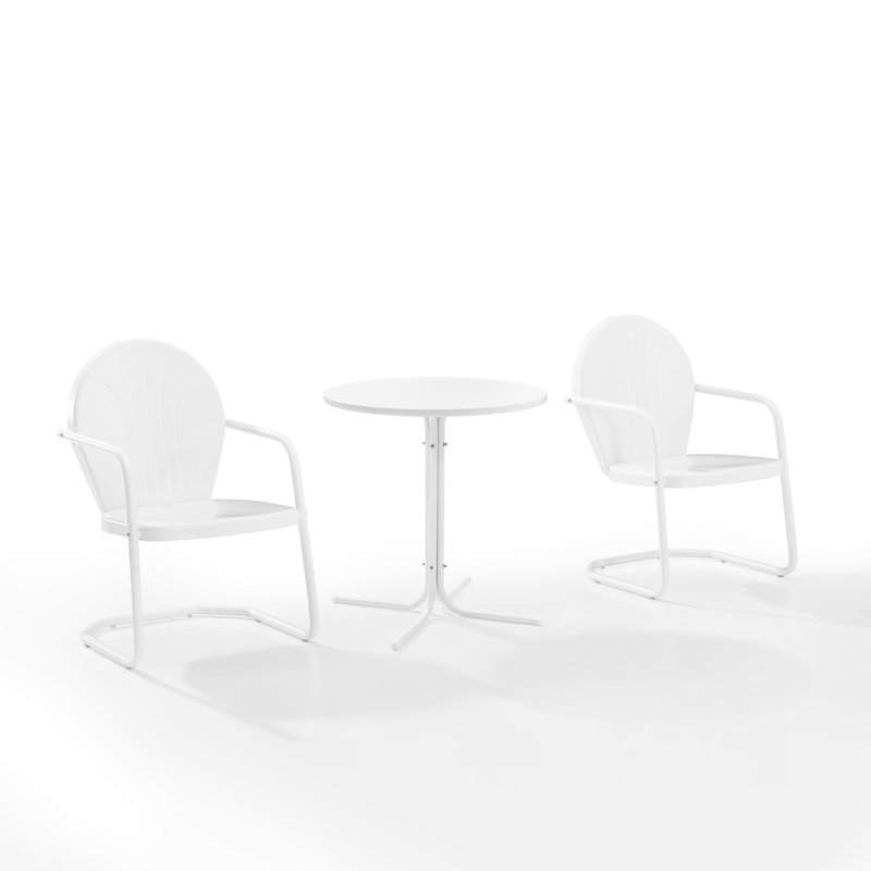 Landyn 2 - Person Patio Dining Set with Round Table, White