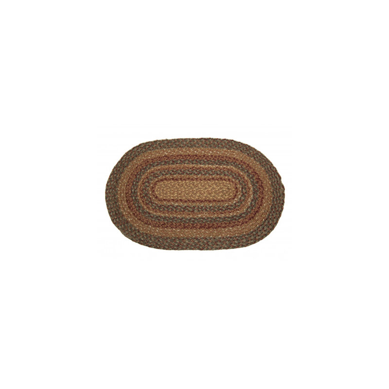 Tapis brun en coton tressé à la main Wilclay, Ovale 1 pi 8 po x 2 pi 6 po