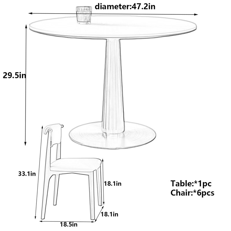 Table de salle à manger Retro Retro, H 29,5 po x L 47,2 po x l 47,2 po