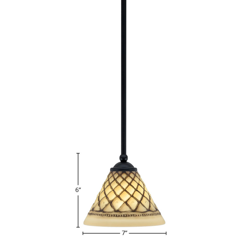 Mini-luminaire suspendu suspendu Zilo, fini granit foncé avec verre de 7 po, Noir mat