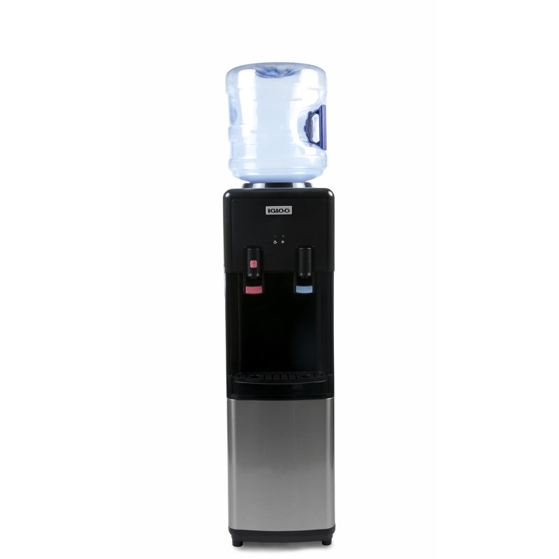 Black Freestanding Top Loading Hot and Cold Water Dispenser