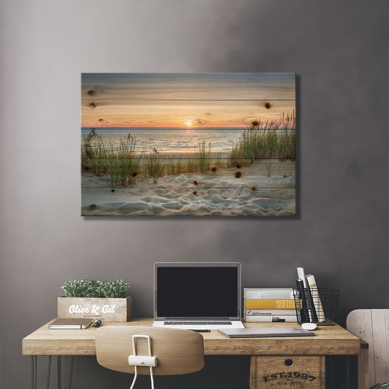 Magnifique coucher de soleil à la plage, L 26 po x H 18 po
