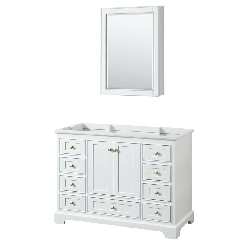 Base de meuble-lavabo de salle de bain simple 47" seulement Deborah, Blanc/doré