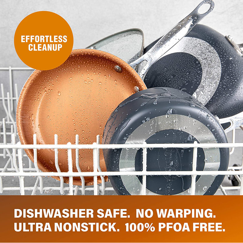 5-Piece Nonstick Aluminum Cookware Set with Copper Finish