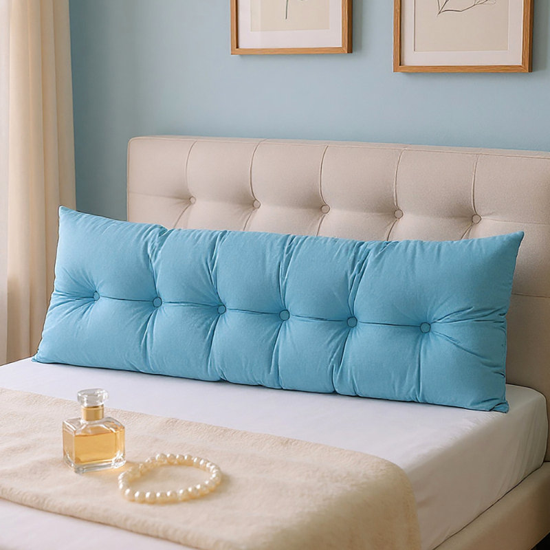 Upholstered Headboard Pillow, 180cm W x 60cm D, Blue