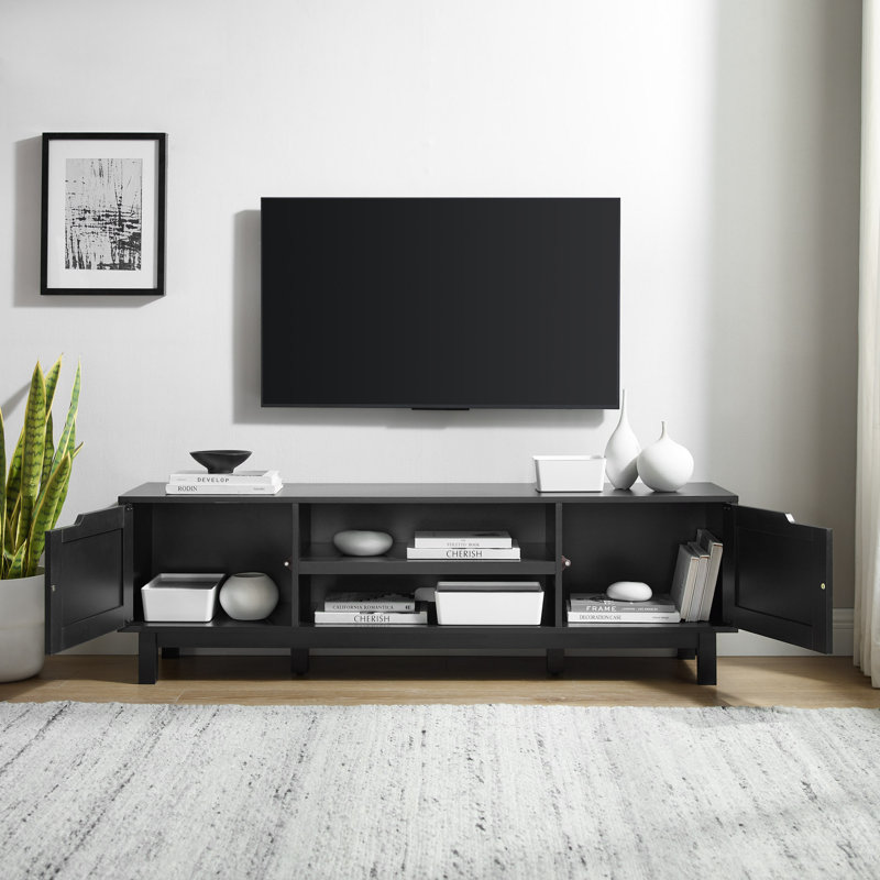 Meuble télé 2 portes pour téléviseur de 60 po ou moins Farlin, Noir uni