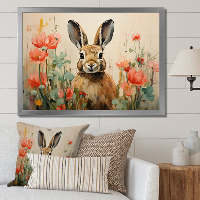Curious Floral Rabbit Meadow I - Rabbit Animal Wall Art