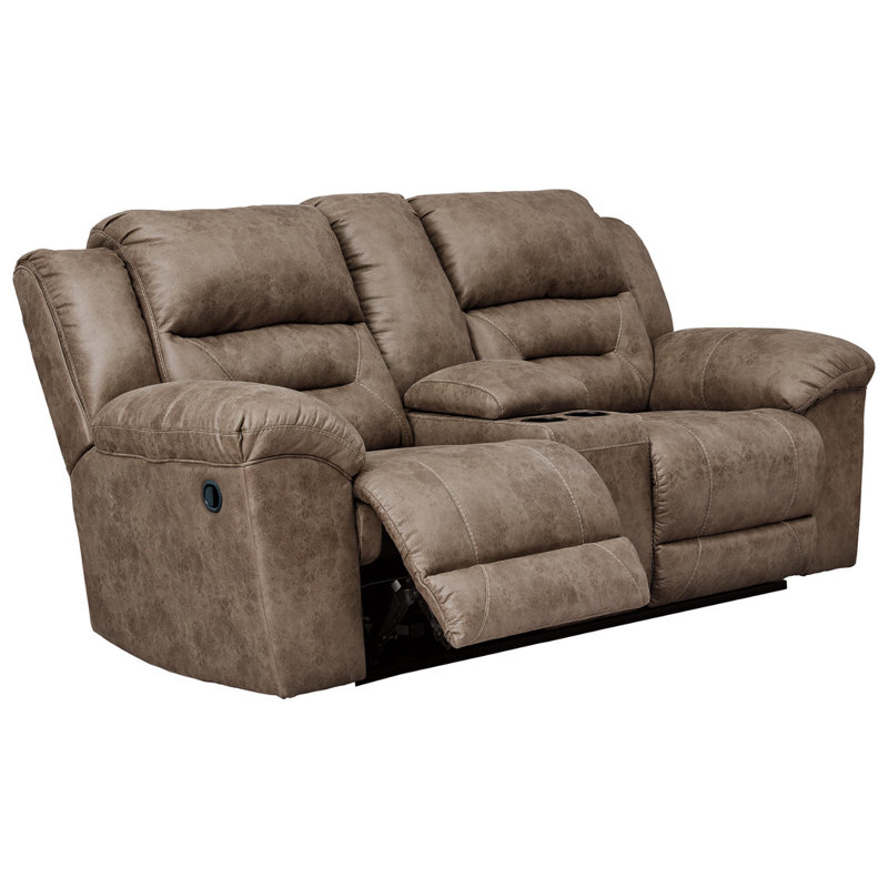 Jaydene 82'' Faux Leather Reclining Loveseat, Fossil Polyester Blend