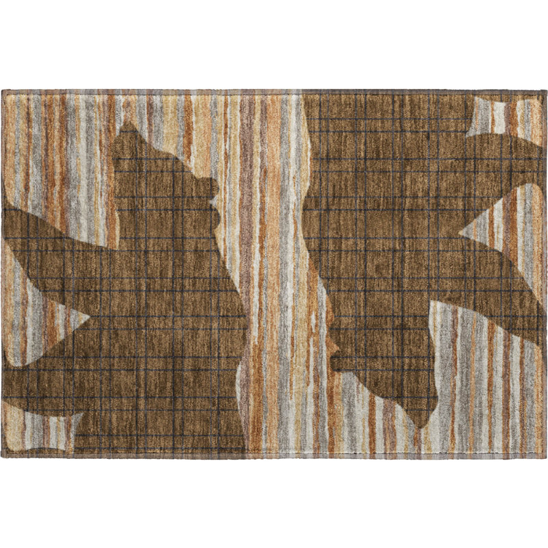 Tapis de qualité supérieure lavable à la machine Prisco AMF2577, Brown, 1 pi 8 po x 2 pi 6 po