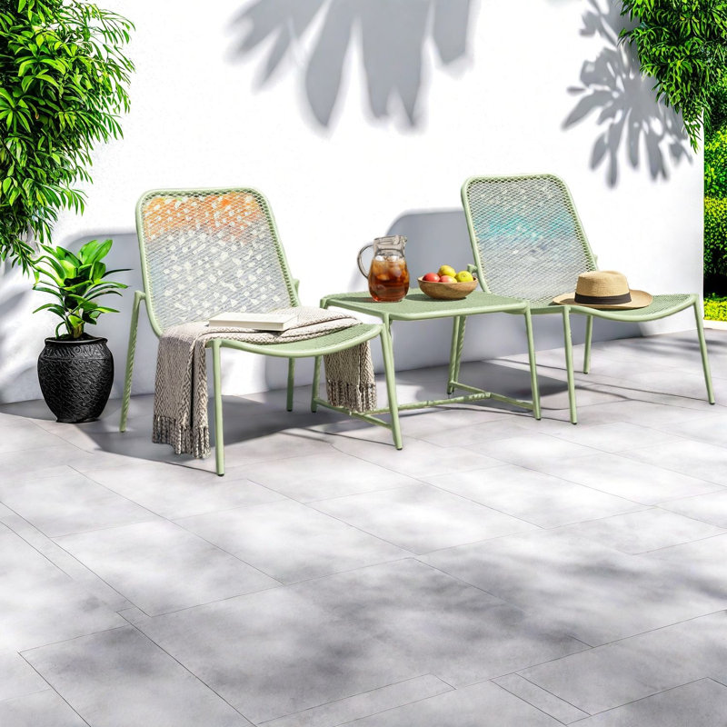 Ensembles de salle à manger de patio compacts en vert mat pour les espaces extérieurs modernes