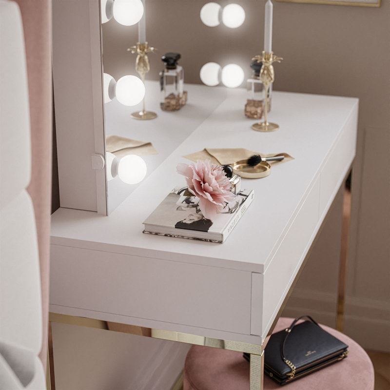 Blanco Dressing Table with Mirror, White