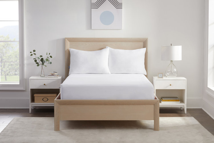 Bedroom with mattress protector