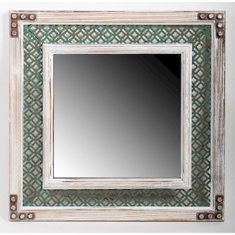 Cadre en bois avec miroir mural à motif mat