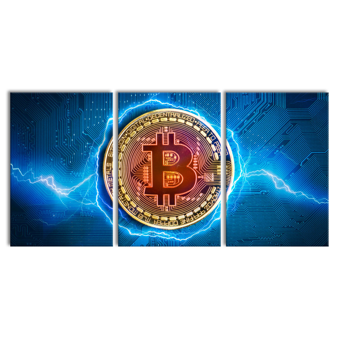 Leinwandbild Bitcoin BTC auf Motherboard