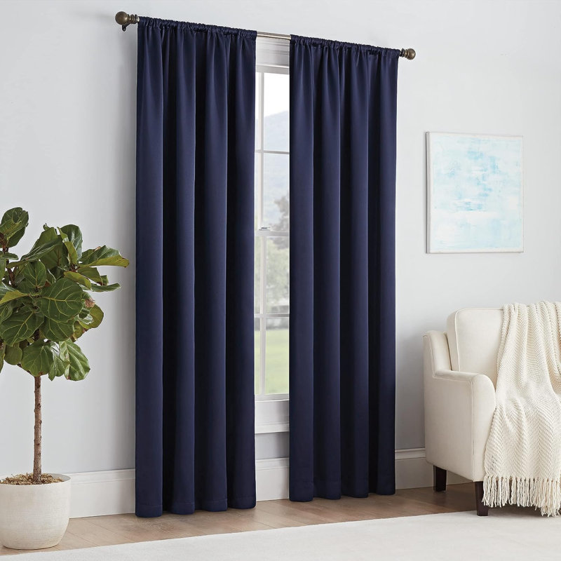 Rideau obscurcissant uni avec passe-tringle Eclipse Thermapanel, Bleu marine, L 54 po x L 54 po