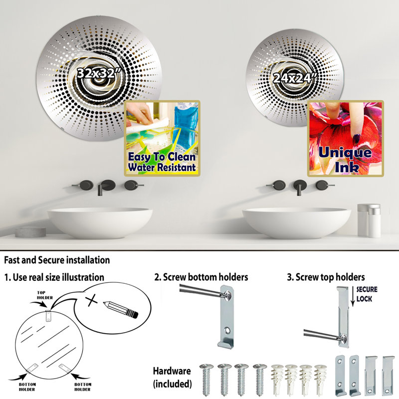 Euda - Miroir mural Sun Circles, 31,4 po x 31,4 po