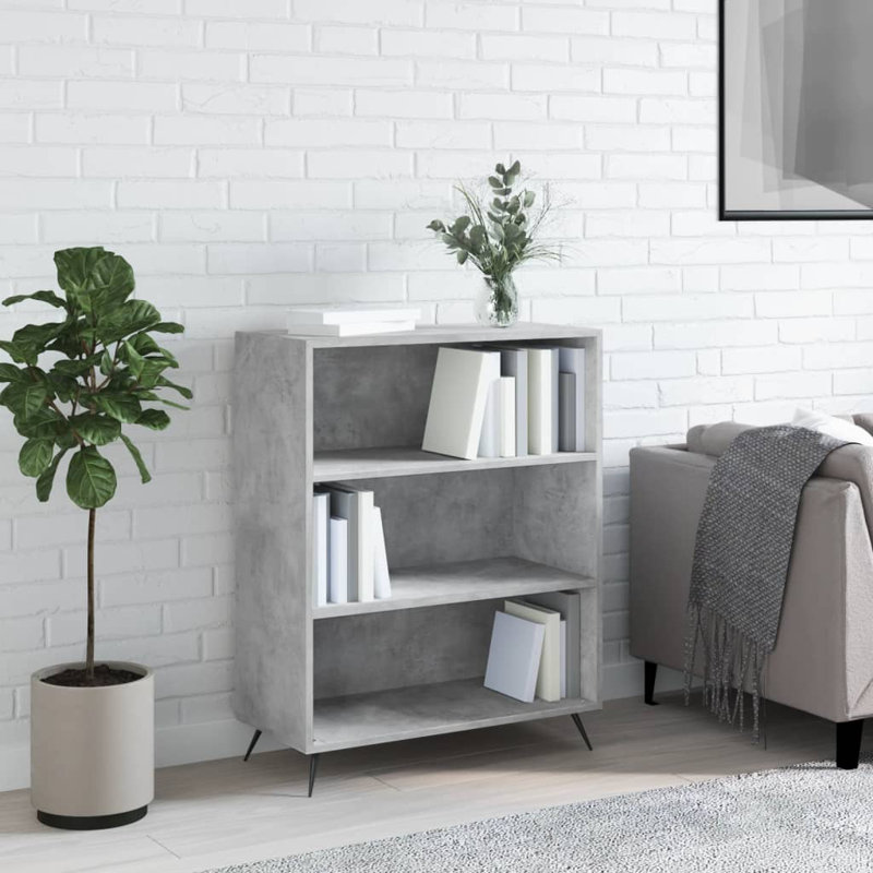 Nadia 90cm H x 69.5cm W Standard Bookcase, Concrete Grey