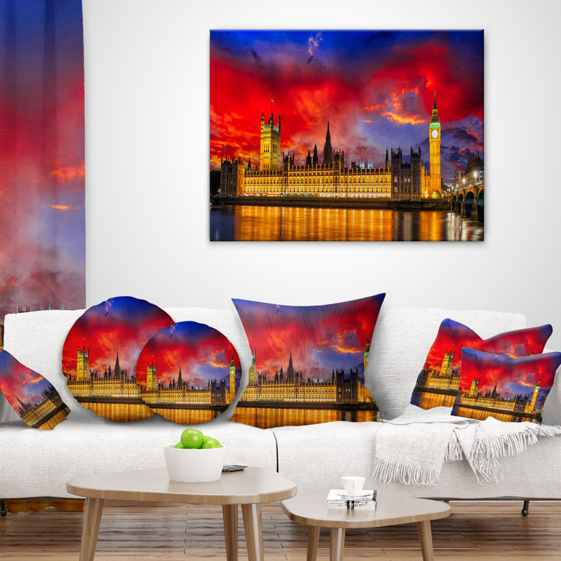 Coussin Cityscape, 18 po x 18 po, Coussin décoratif