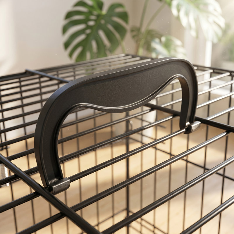 Cage à oiseaux portable avec plateau coulissant 49 cm, noir