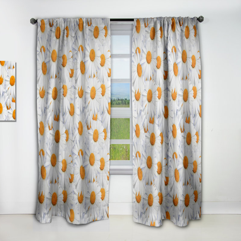 Daisy Hearts Close-ups - Floral Blackout Curtain Single Panel, 52" W x 108" L