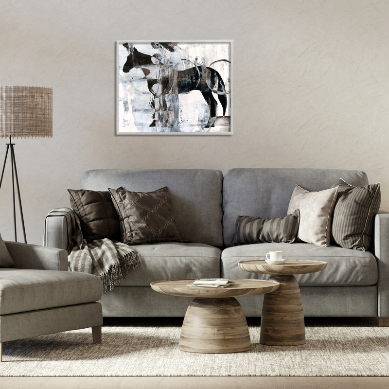 Cheval et cercles abstraits, estampe numérique par Ethan Harper, H 24 po x l 30 po, Estampe numérique Farmhouse