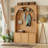 Arched Hall Tree with Adjustable Shelves and 3 Cabinets and 4 Golden Hooks-129411478