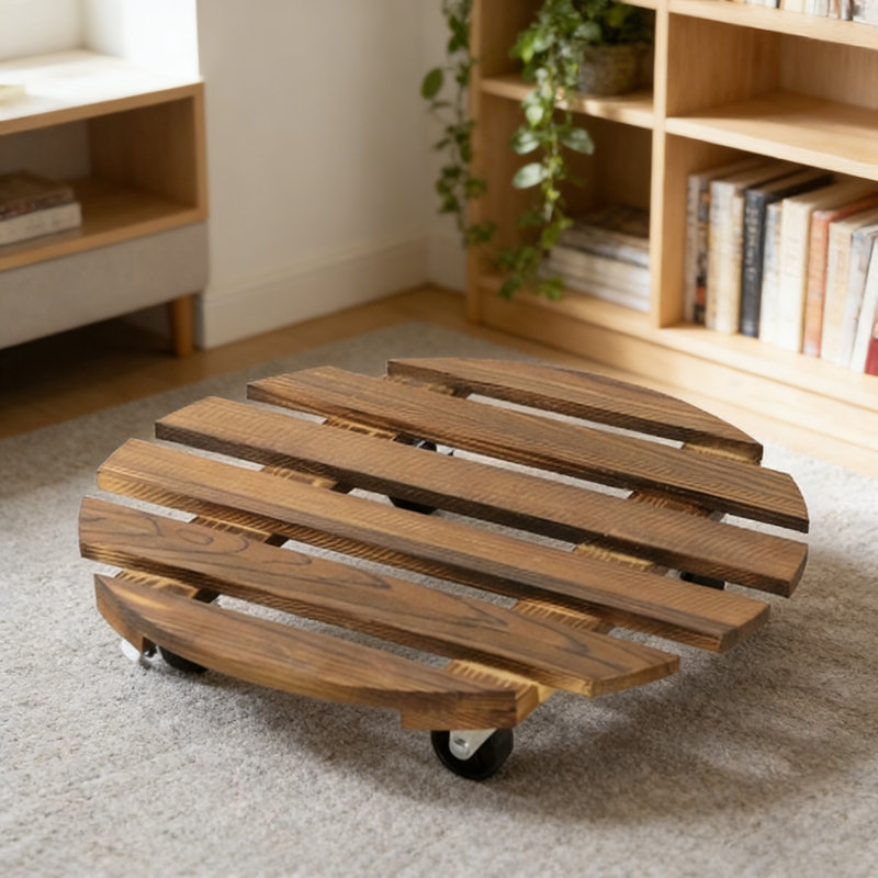 Support à plante mobile en bois