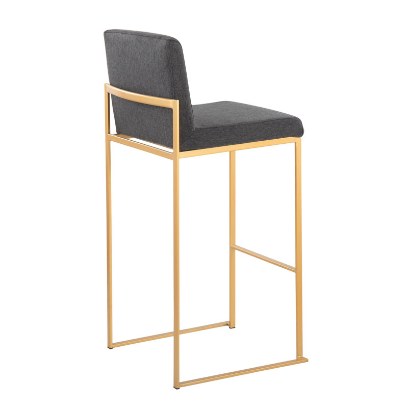 Tabouret de bar contemporain à haut dossier, Gris, Doré, 2