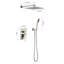 Pomme de douche à pluie murale 10 po - Laiton massif et acier inoxydable, massage puissant, autonettoyant, finition nickel brossé, finition-117993197