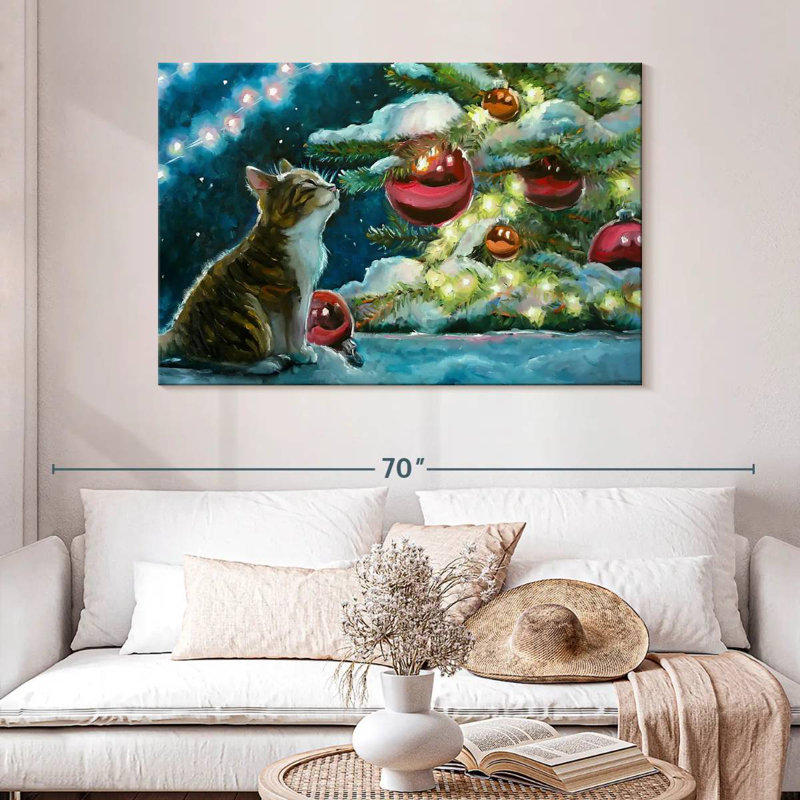 Chat de Noël, H 32 po x l 48 po