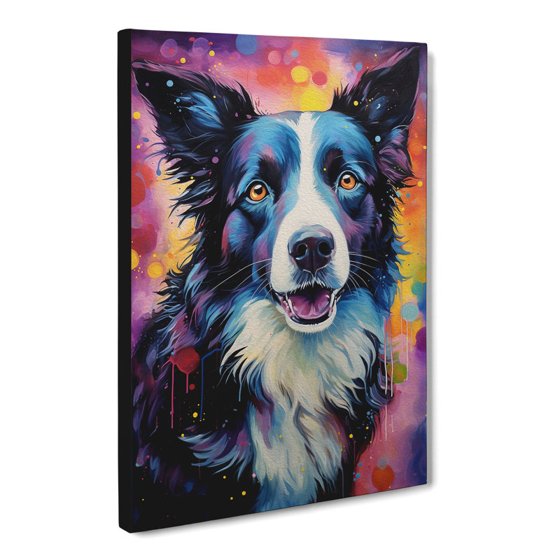 Border Collie Abstract - Wrapped Canvas, 50cm H x 35cm W x 3cm D