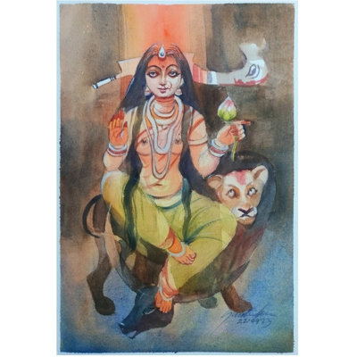 Seated Aadishakti | Chitrapot Paper | By Sarat Shaw
