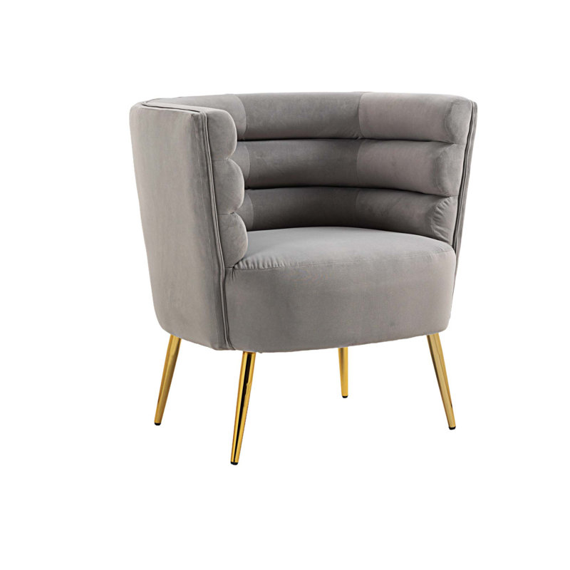 Fauteuil d'appoint rembourré classique en velours 0454F01C375B413CAA79F07379C234F7, Velours gris