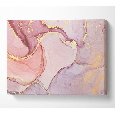 Oil Paint Pink And Gold - Wrapped Canvas Print