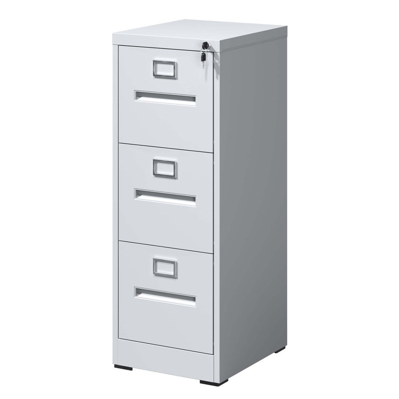 Classeur vertical à 3 tiroirs en métal avec serrure pour le bureau et la maison, idéal pour le rangement de documents au format A4 / Légal / Lettre